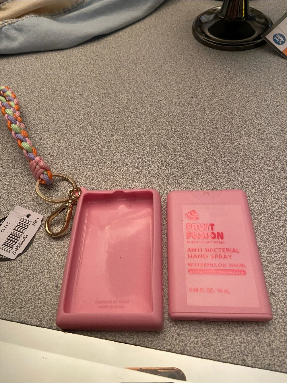 Pink Anti-Bacterial Hand Spray with Silicone Case - Watermelon Whirl